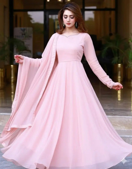 Emerald Grace Stitched Chiffon Maxi Dress