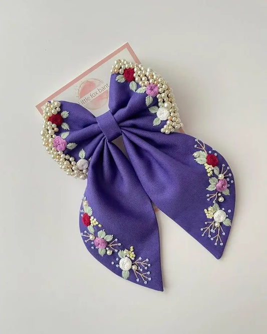 Lush & Loop Embroidered Hairclip – Handmade Fabric Accessory - Lush and Loop
