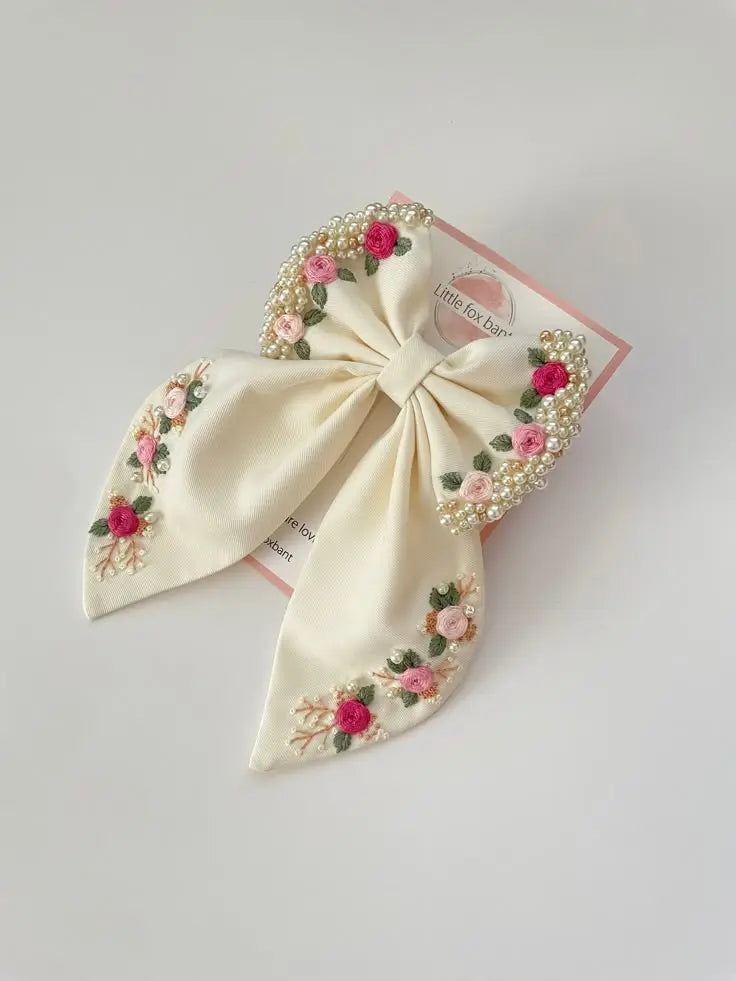 Lush & Loop Embroidered Hairclip – Handmade Fabric Accessory - Lush and Loop