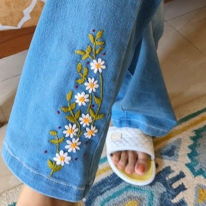 Embroidered Jeans for Women – Stylish Floral Denim Pants | Lush and Loop