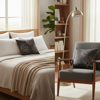 Lush and Loop Embroidered Cushion – Decorative Pillow for Home - Lush and Loop