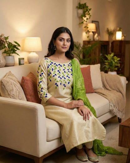 Lush and loop Unstitched Embroidered  Dress – 2pc Winter Set - Lush and Loop