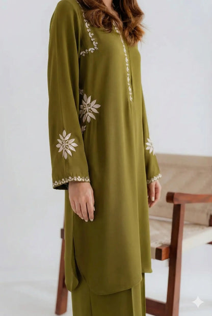 Lush and loop Unstitched Embroidered  Dress – 2pc Winter Set - Lush and Loop