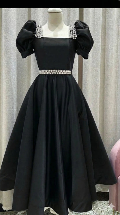 Samose Crystal-Embellished Puff Sleeve Gown - Lush and Loop