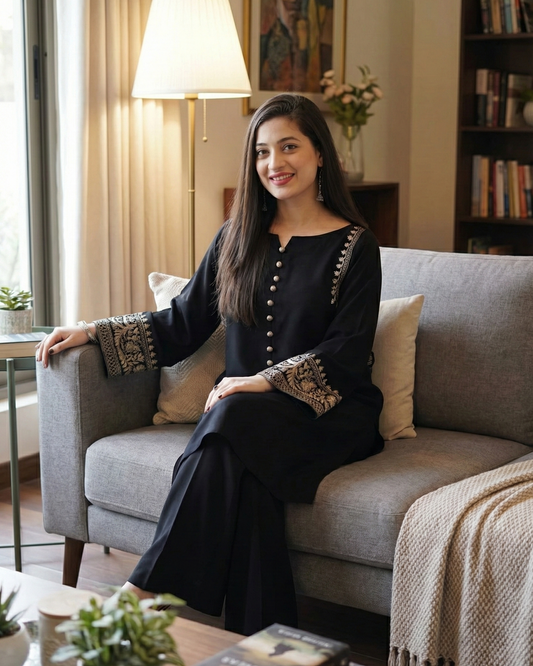 Premium Unstitched Khaddar 3-Piece Winter Suit for Women