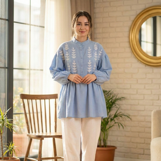 Lush & Loop Premium Cotton Embroidered Shirt