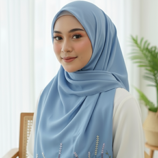 Lush and Loop Chiffon Embroidered Hijab – Elegant, Lightweight & Breathable