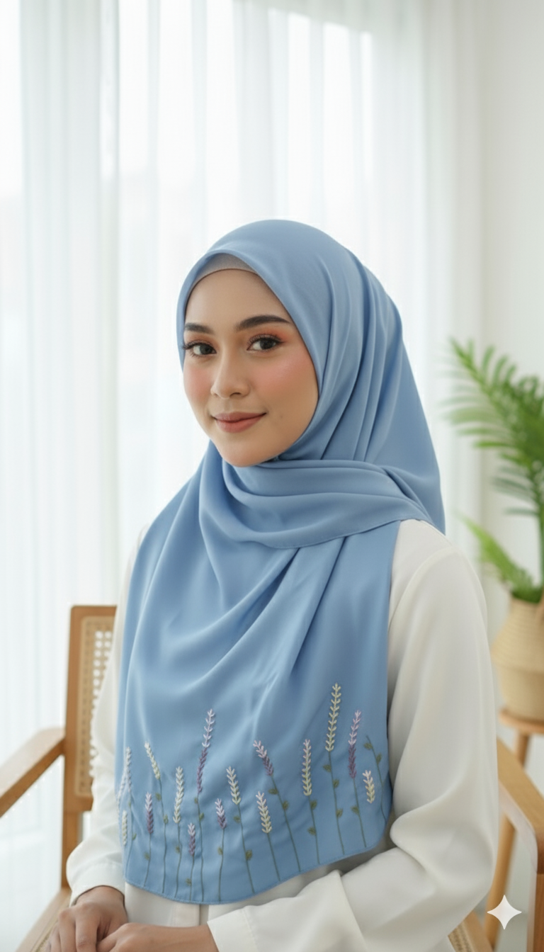 Lush and Loop Chiffon Embroidered Hijab – Elegant, Lightweight & Breathable