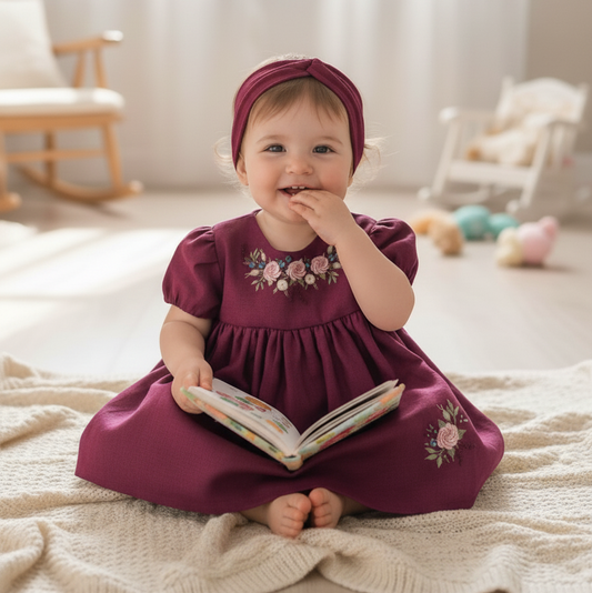 Lush and Loop Baby Girl Embroidered Dress
