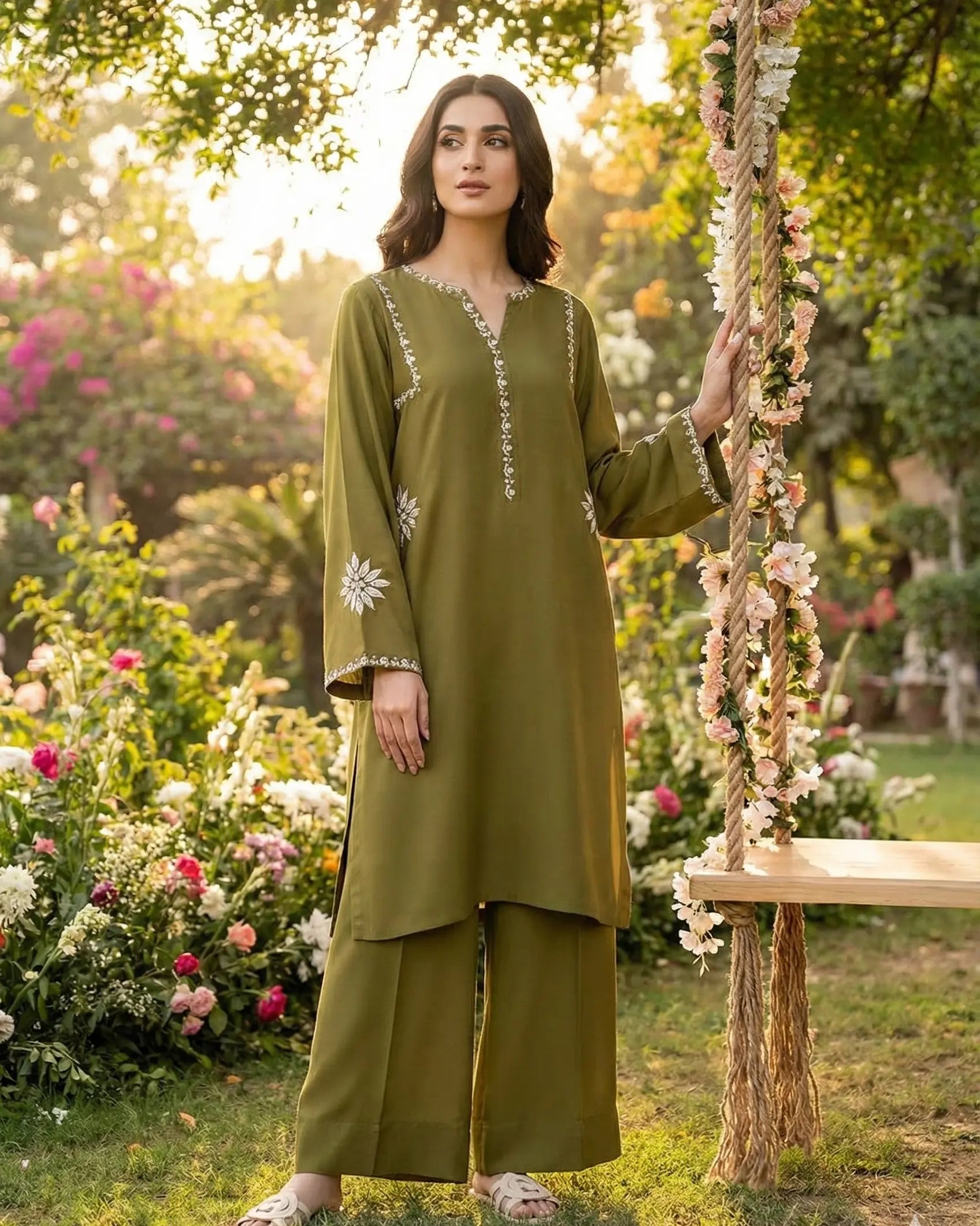 Lush and loop Unstitched Embroidered  Dress – 2pc Winter Set - Lush and Loop