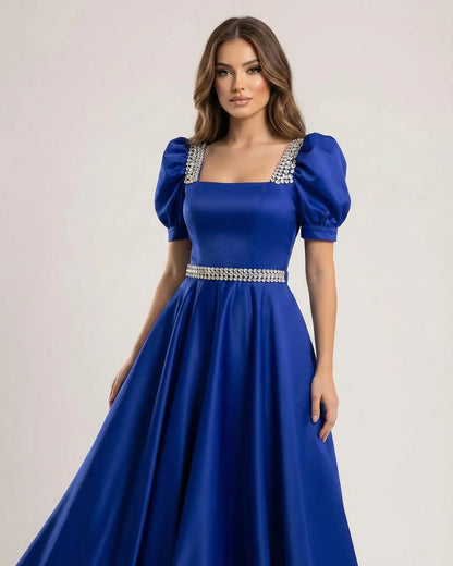 Samose Crystal-Embellished Puff Sleeve Gown - Lush and Loop