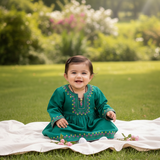 Lush and Loop Baby Girl Embroidered Dress