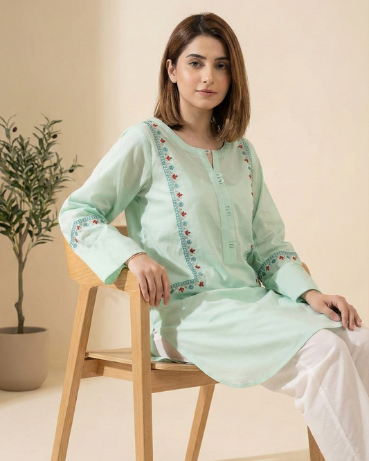 Premium Cotton Embroidered 2-Piece Unstitched Suit for Women