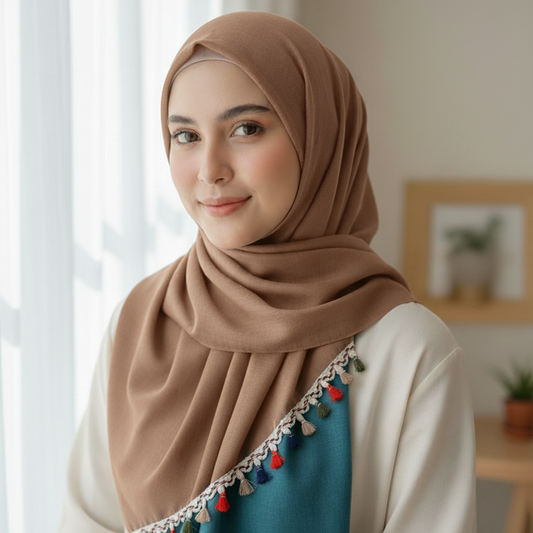 Lush and Loop Chiffon Embroidered Hijab – Elegant, Lightweight & Breathable