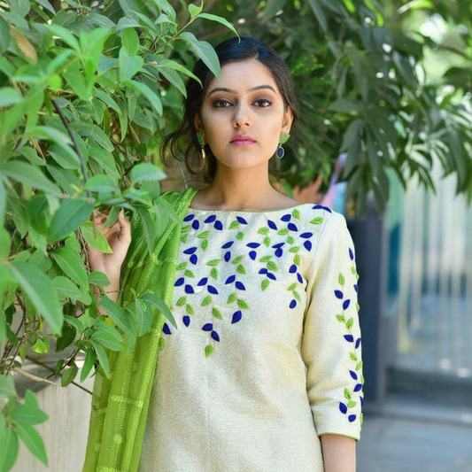 Lush and loop Unstitched Embroidered  Dress – 2pc Winter Set