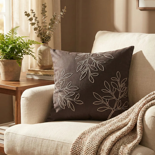 Lush and Loop Embroidered Cushion – Decorative Pillow for Home - Lush and Loop