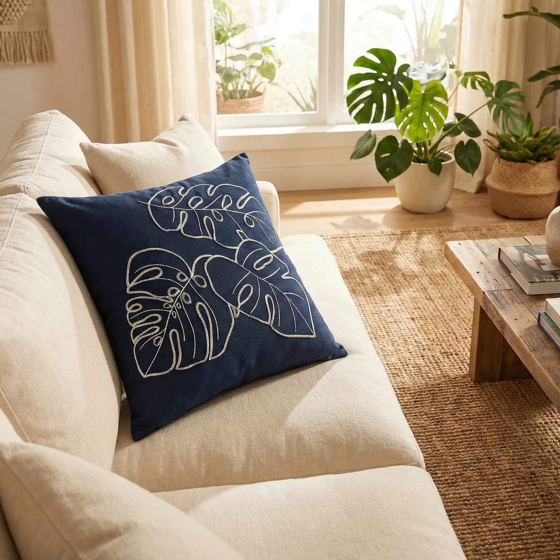 Lush and Loop Embroidered Cushion – Decorative Pillow for Home - Lush and Loop