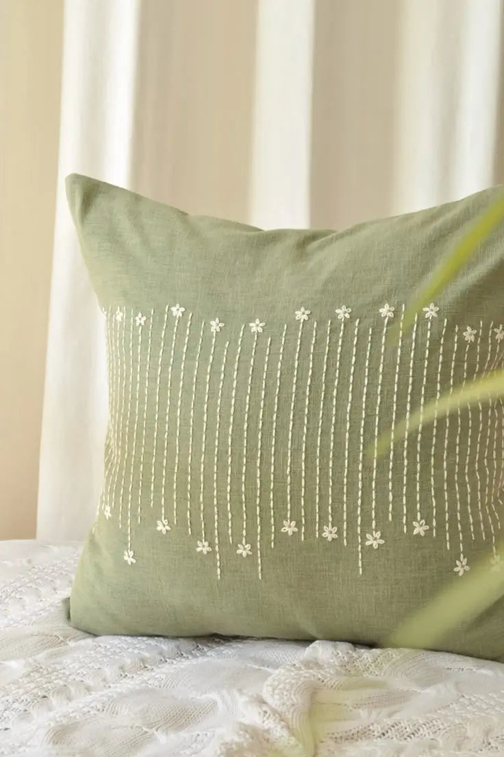 Lush and Loop Embroidered Cushion – Decorative Pillow for Home - Lush and Loop