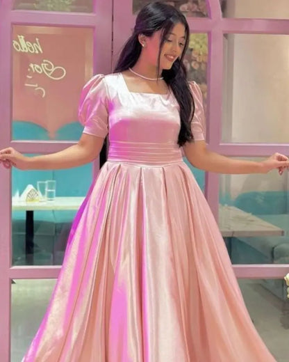 Enchanted Rose Princess Samose Gown – Disney-inspired pink ball gown with layered tulle skirt and elegant princess design”