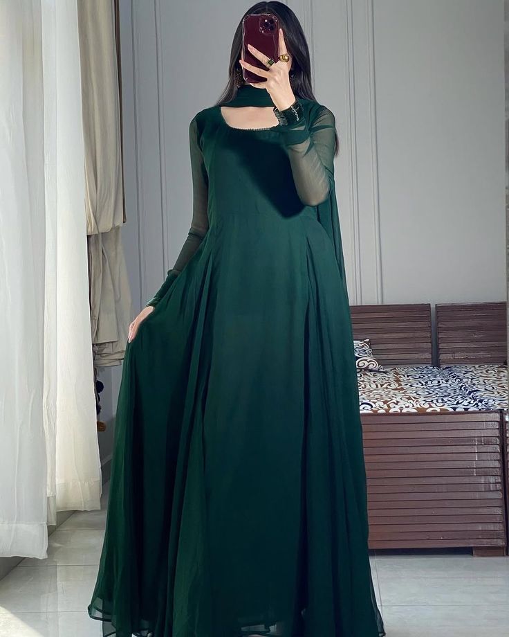 Emerald Grace Stitched Chiffon Maxi Dress