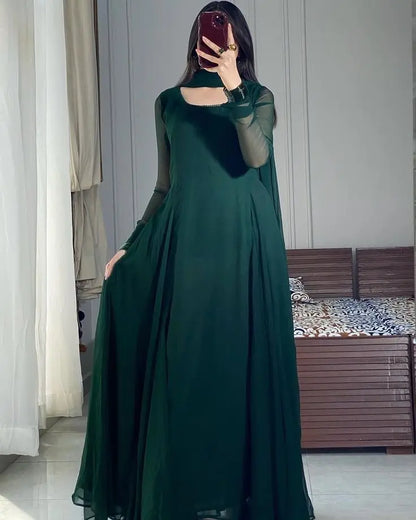 Emerald Grace Stitched Chiffon Maxi Dress - Lush and Loop