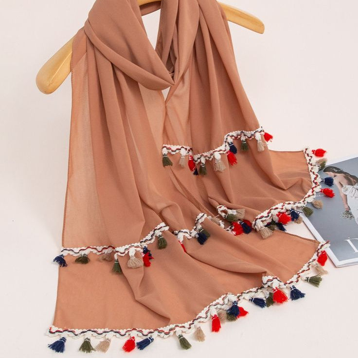 Lush and Loop Chiffon Embroidered Hijab – Elegant, Lightweight & Breathable