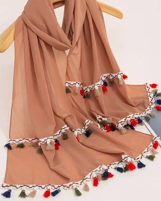 Lush and Loop Chiffon Embroidered Hijab – Elegant, Lightweight & Breathable - Lush and Loop