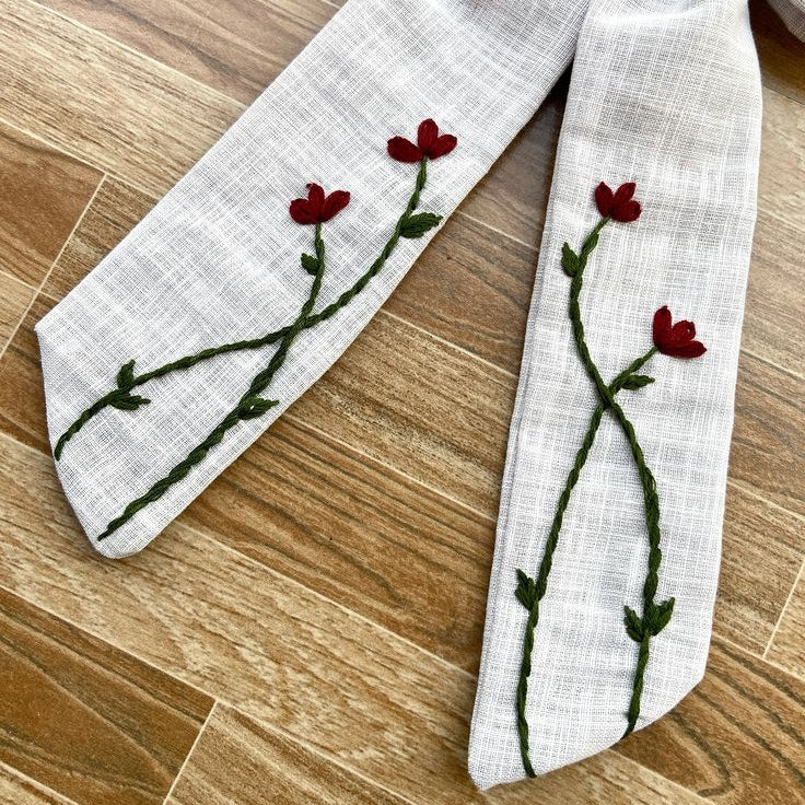 Embroidery Hair Bow__ Elegant Handmade Bow Clip for Girls | Lush and Loop