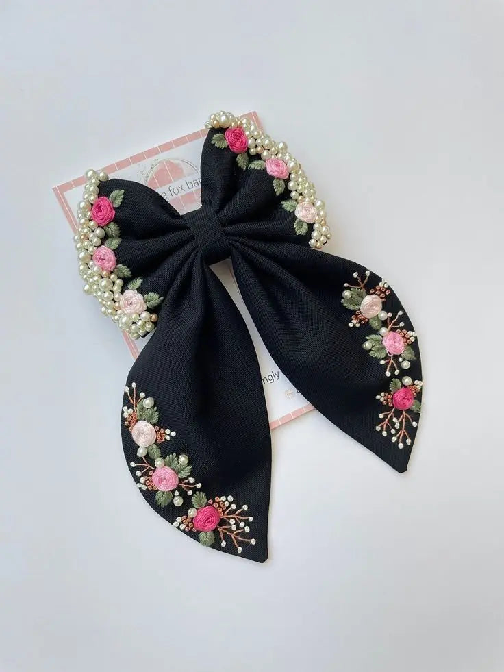 Lush & Loop Embroidered Hairclip – Handmade Fabric Accessory - Lush and Loop