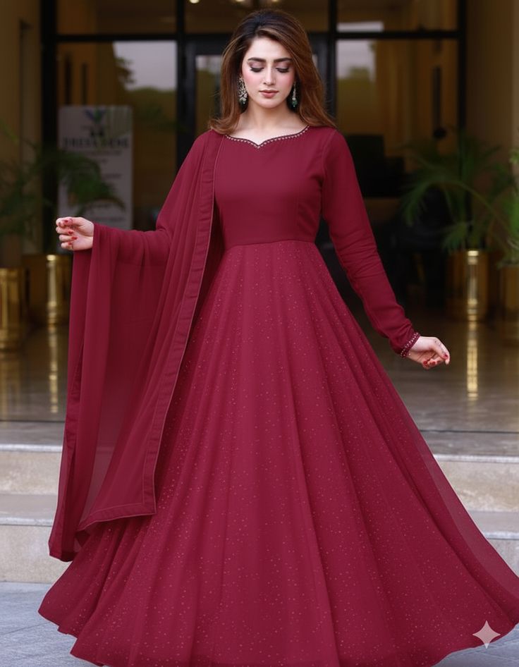 Emerald Grace Stitched Chiffon Maxi Dress