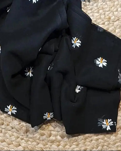 Lush and Loop Chiffon Embroidered Hijab – Elegant, Lightweight & Breathable - Lush and Loop