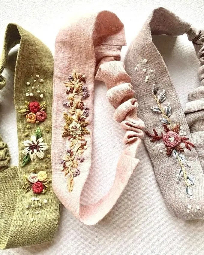 Lush & Loop Embroidered Fabric Hairband pack of 3 – Handmade Statement Accessory - Lush and Loop