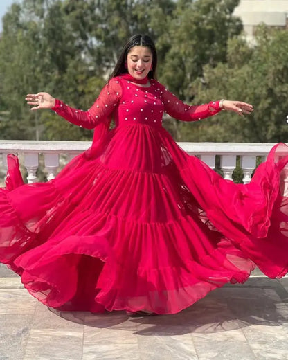 Pearl-Embellished Party & Wedding Wear Dress - Lush and Loop