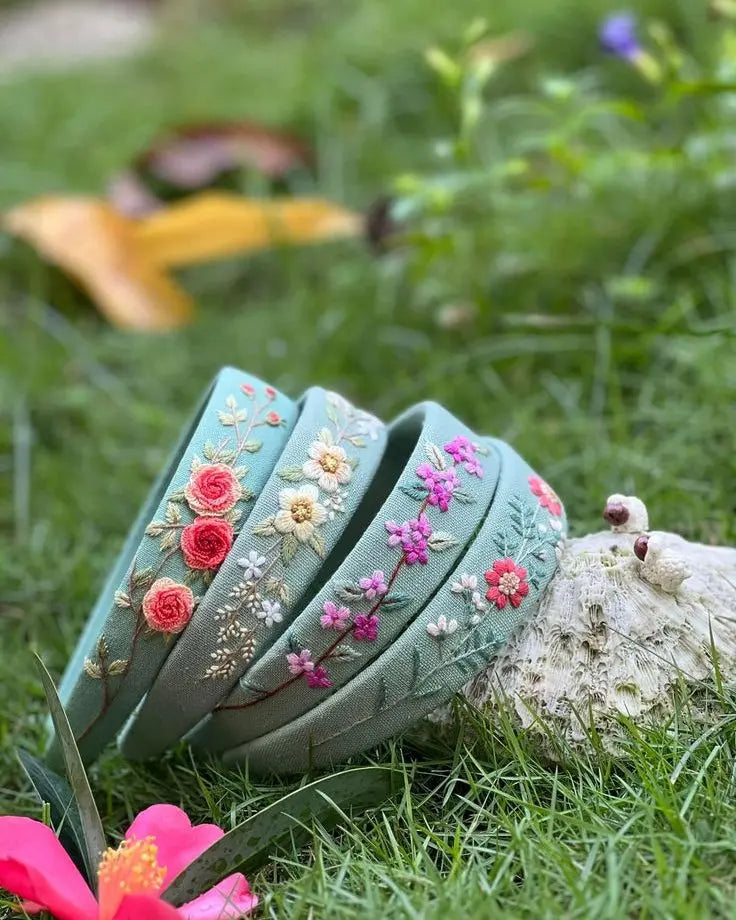 Lush & Loop Embroidered Fabric Hairband – Handmade Statement Accessory - Lush and Loop