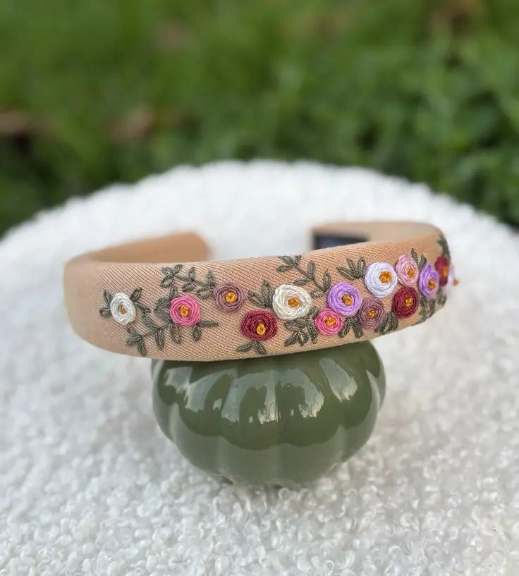 Lush & Loop Embroidered Fabric Hairband – Handmade Statement Accessory - Lush and Loop