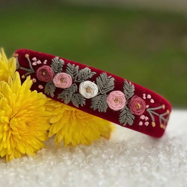 Lush & Loop Floral Embroidered Hairband – Chic Handcrafted Headpiece - Lush and Loop