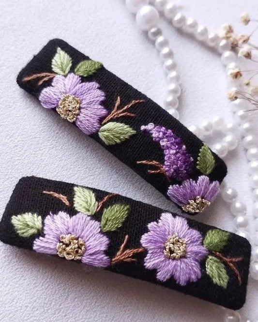 Lush & Loop Embroidered Hairclip – Handmade Fabric Accessory - Lush and Loop