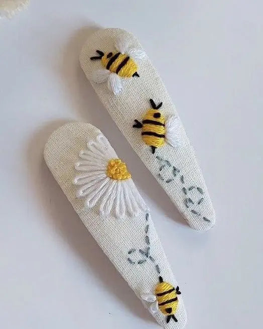 Lush & Loop Embroidered Hairclip – Handmade Fabric Accessory - Lush and Loop