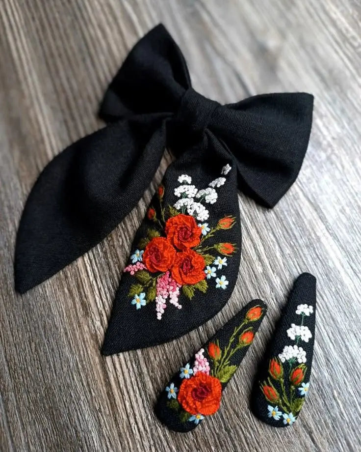 Lush & Loop Embroidered Hairclip – Handmade Fabric Accessory - Lush and Loop